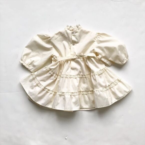 Vintage Polly Finders ivory pleated tie dress 12m - Picture 5 of 5